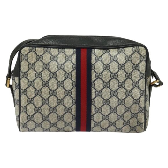 GUCCI GG Supreme Sherry Line Shoulder Bag PVC Navy Gold 98 02 005 Auth BA4122 - Picture 3 of 16